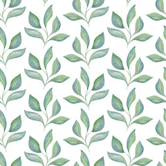 Watercolor seamless pattern with leaves