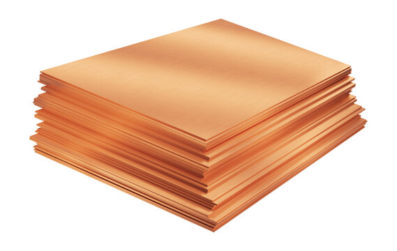 Copper plate, rolled metal product. 3d illustration
