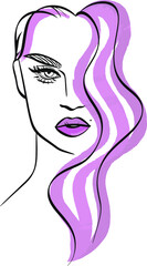 Beautiful fashion portrait vector woman, great design for any purposes. Beautiful women face vector illustration. Abstract art.