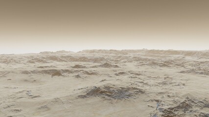 Exoplanet fantastic landscape. Beautiful views of the mountains and sky with unexplored planets. 3D illustration