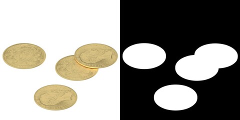 3D rendering illustration of some gold coins