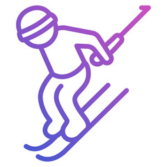 Skier line gradient icon