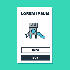 Filled outline Slide playground icon isolated on turquoise background. Childrens slide. Vector
