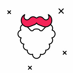 Filled outline Mustache and beard icon isolated on white background. Barbershop symbol. Facial hair style. Vector