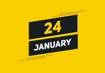 January 24 text calendar reminder. 24th January daily calendar icon template
