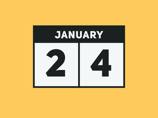 January 24 text calendar reminder. 24th January daily calendar icon template
