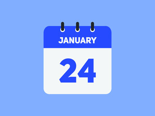 January 24 text calendar reminder. 24th January daily calendar icon template
