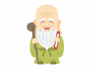 七福神の福禄寿の神様のイラスト