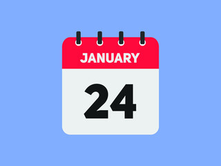 January 24 text calendar reminder. 24th January daily calendar icon template
