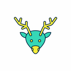 Filled outline Reindeer icon isolated on white background. Merry Christmas and Happy New Year. Vector