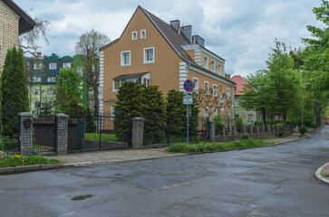 facades of low-rise apartments in Kaliningrad
