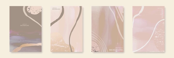 Contemporary Abstract Wall Art Set of 3 Prints with Geometric Shapes, Lines, Textures. Abstract Print for Wall Decor, Posters, Social Media. Vector EPS 10