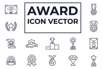 Set of Award icon. Award medal pictograms pack symbol template for graphic and web design collection logo vector illustration