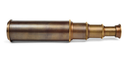 Ancient spyglass isolated on a white background. Clipping path included
