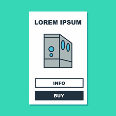 Filled outline Case of computer icon isolated on turquoise background. Computer server. Workstation. Vector