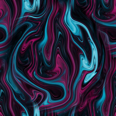 Seamless pattern with liquid and fluid abstract neon marble texture. Neon marble background. Colourful bright mix colors.