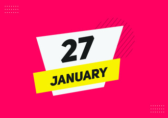 January 27 text calendar reminder. 27th January daily calendar icon template
