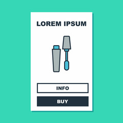 Filled outline Mascara brush icon isolated on turquoise background. Vector
