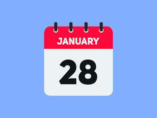 January 28 text calendar reminder. 28th January daily calendar icon template