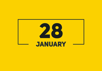 January 28 text calendar reminder. 28th January daily calendar icon template