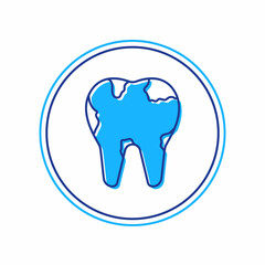 Filled outline Broken tooth icon isolated on white background. Dental problem icon. Dental care symbol. Vector