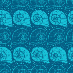 Beautiful Line Art Seashells Seamless Surface Pattern Design