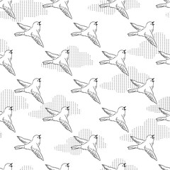Flying Bird Journey to The Sky Vector Graphic Seamless Pattern