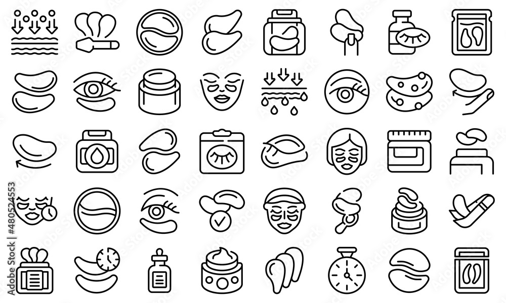 Sticker Eye patches icons set outline vector. Beauty eye