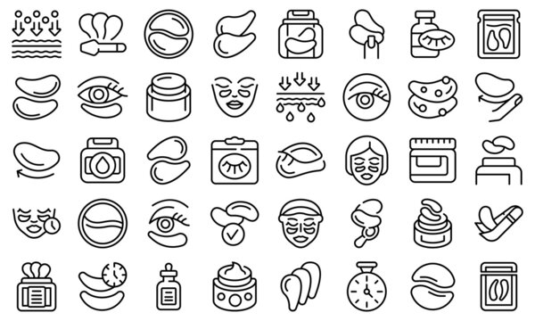 Eye patches icons set outline vector. Beauty eye