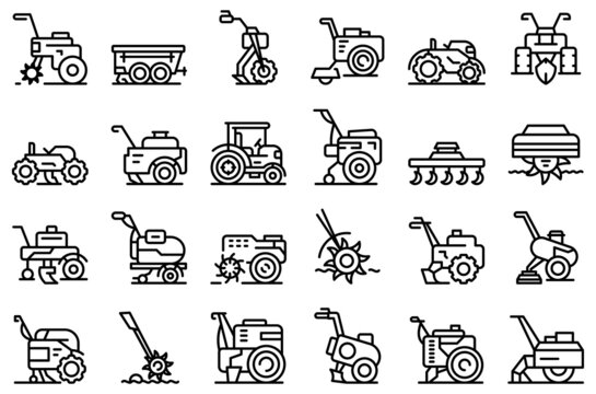 Cultivator machine icon outline vector. Agriculture agronomy