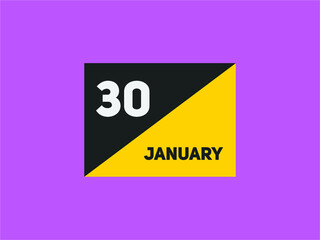 January 30 text calendar reminder. 30th January daily calendar icon template