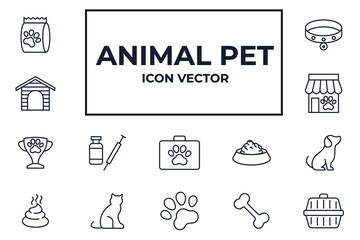 Set of Pet, vet, pet shop icon. pet shop pack symbol template for graphic and web design collection logo vector illustration