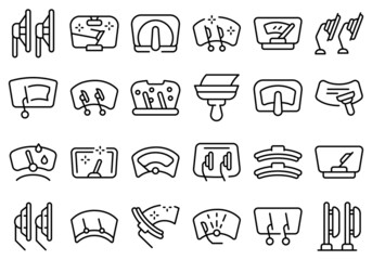 Windshield wiper icons set outline vector. Blade car