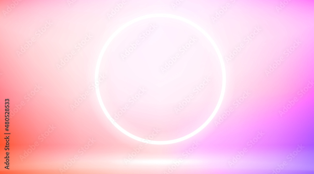 Poster abstract background with neon circle frame