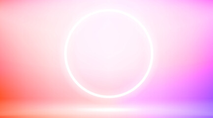 Abstract background with neon circle frame