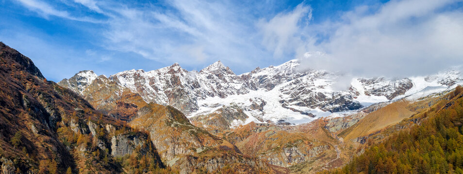 Beautiful mountains during autumn panorama view