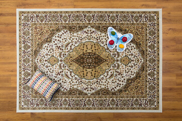 Specially designed carpets laid on the floor.