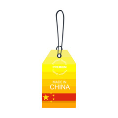 Made in China label with flag