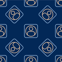 Line Create account screen icon isolated seamless pattern on blue background. Vector