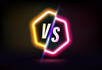 Versus banner concept. Glowing logo with VS letters