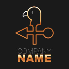 Line Rooster weather vane icon isolated on black background. Weathercock sign. Windvane rooster. Colorful outline concept. Vector