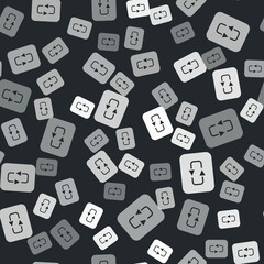 Grey Repeat button icon isolated seamless pattern on black background. Vector