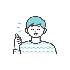 若い男性が笑顔でサムズアップするイラスト素材