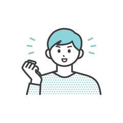若い男性がガッツポーズをとるイラスト素材