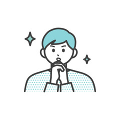 若い男性がお願いするイラスト素材