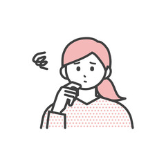 若い女性が困っている表情のイラスト素材