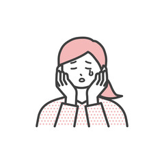 若い女性が泣いている表情のイラスト素材