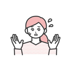 若い女性が焦っている表情のイラスト素材
