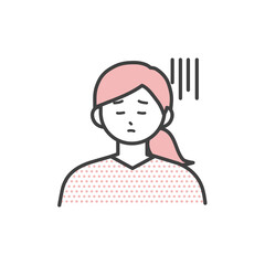 若い女性がどんよりしている表情のイラスト素材