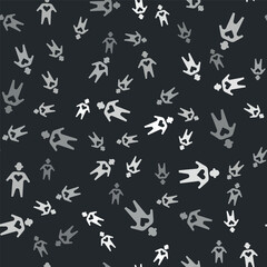Grey Volunteer icon isolated seamless pattern on black background. Vector